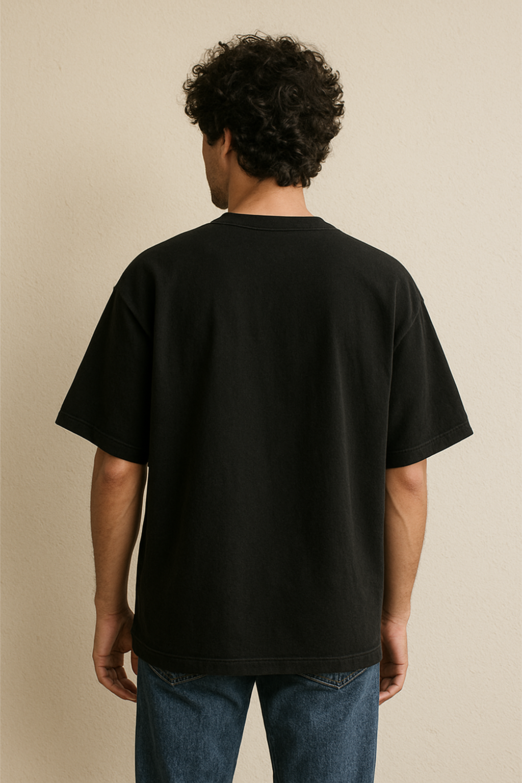 Black oversized DTF-printed t-shirt