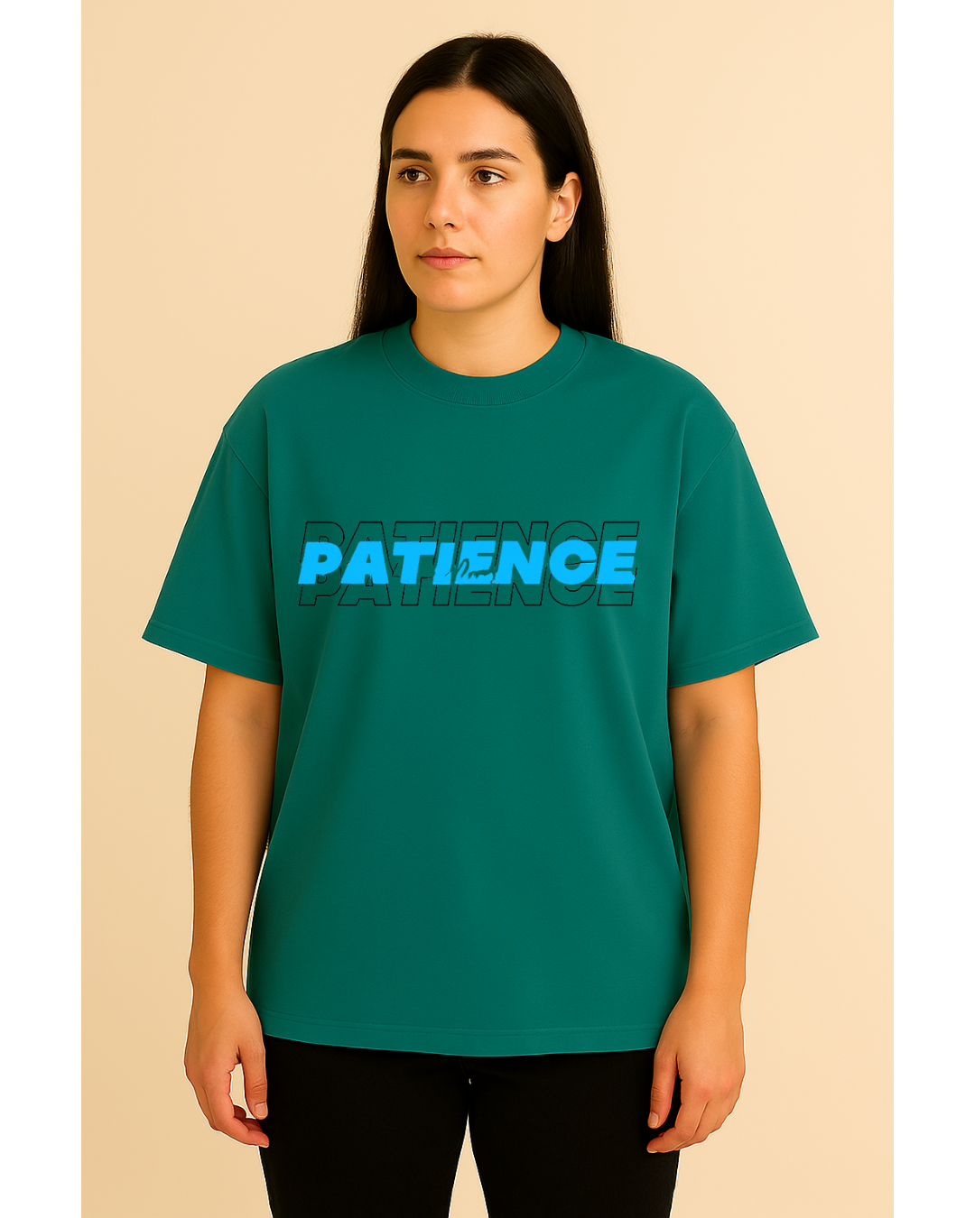 DTF Printed Oversized Crystal Teal T-Shirt