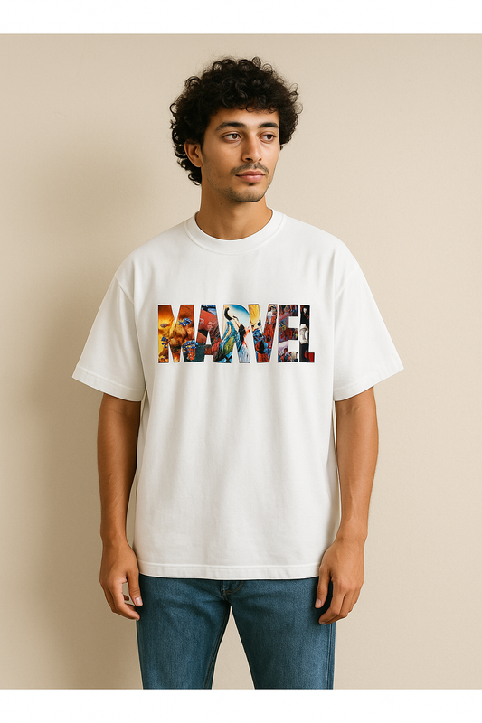 Marvel Oversized T-Shirt (White) – DTF Print