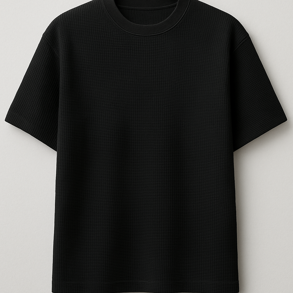 Waffle Oversized Black T-Shirt