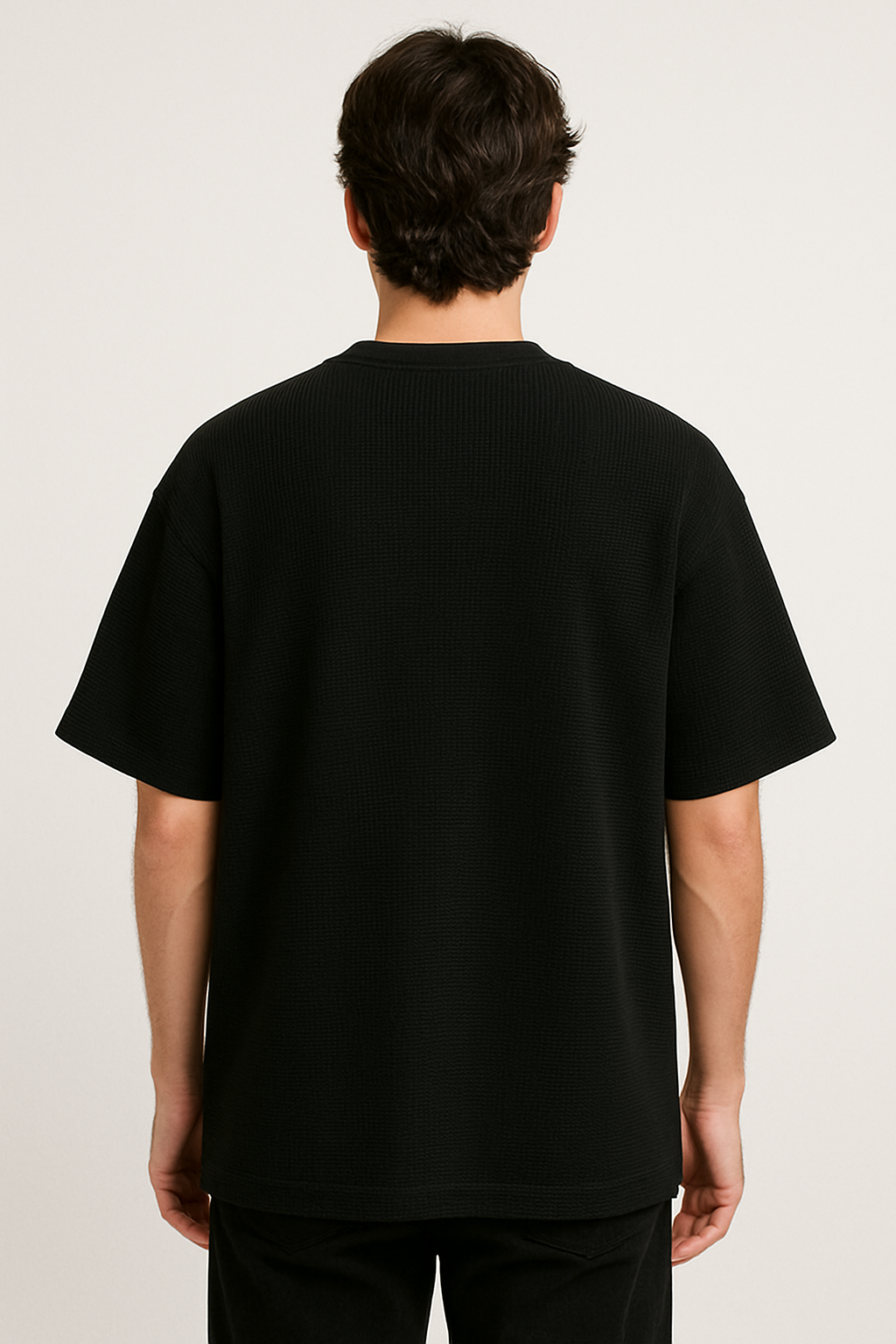 Waffle Oversized Black T-Shirt