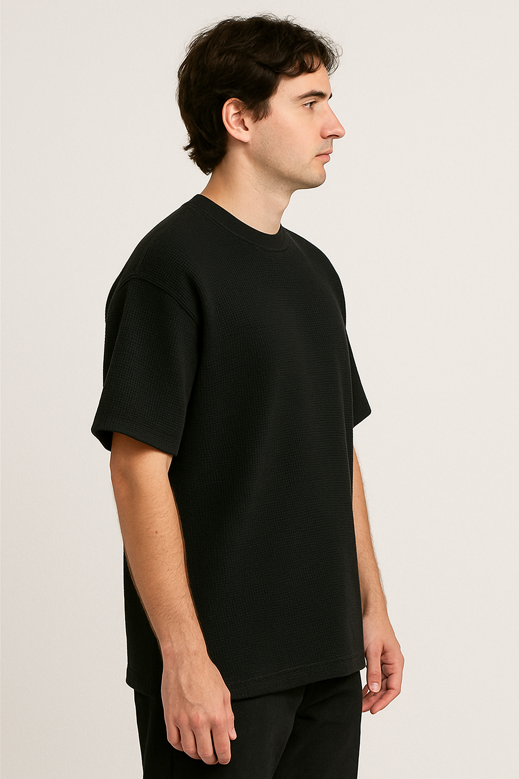 Waffle Oversized Black T-Shirt