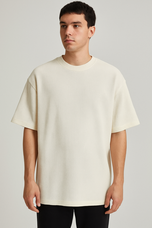 Waffle Oversized White T-Shirt