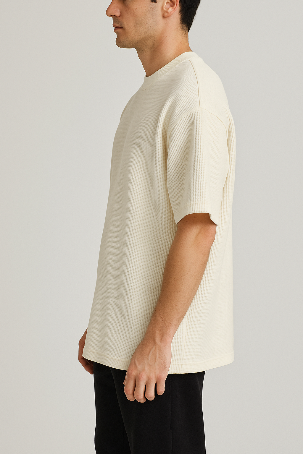Waffle Oversized White T-Shirt