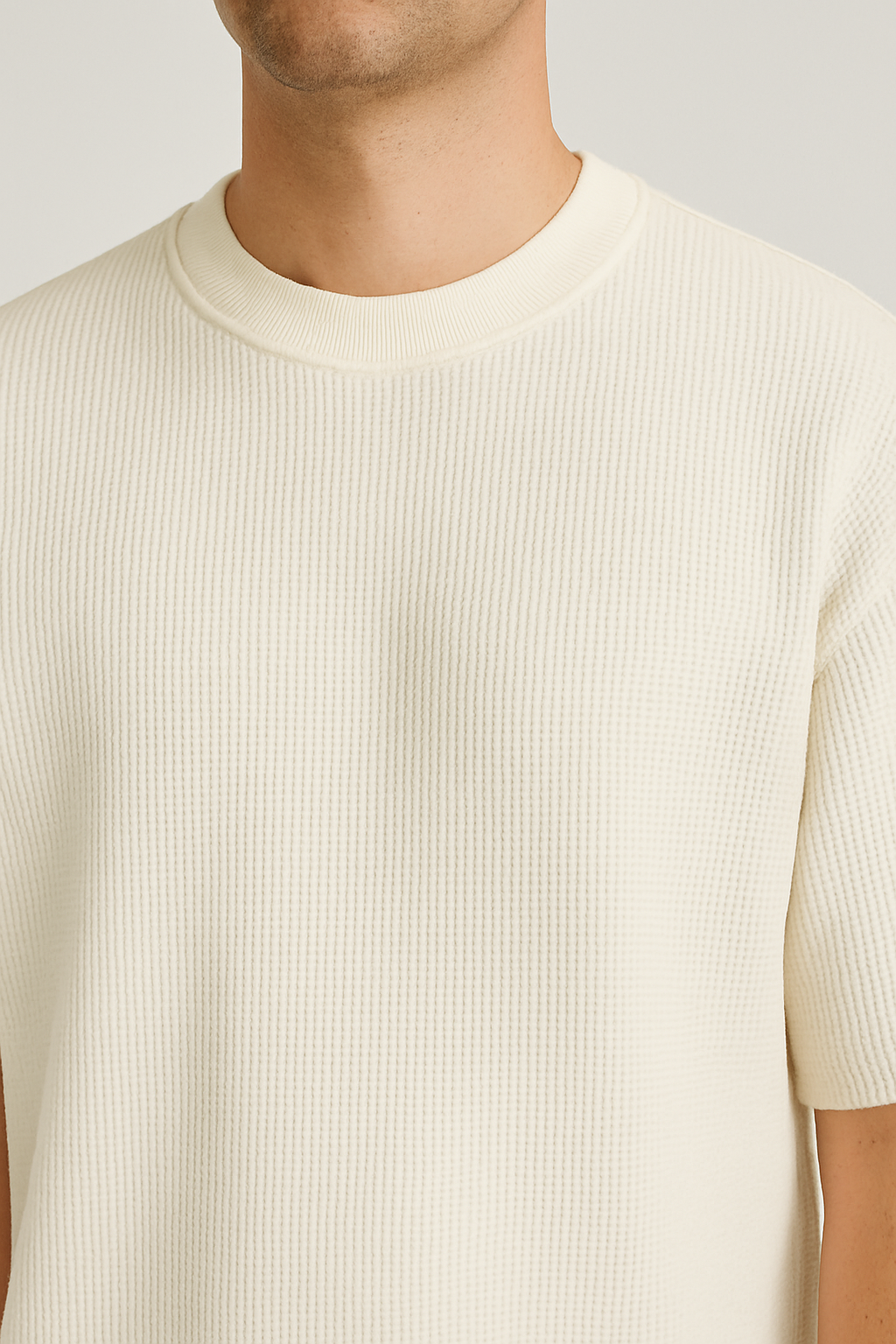 Waffle Oversized White T-Shirt