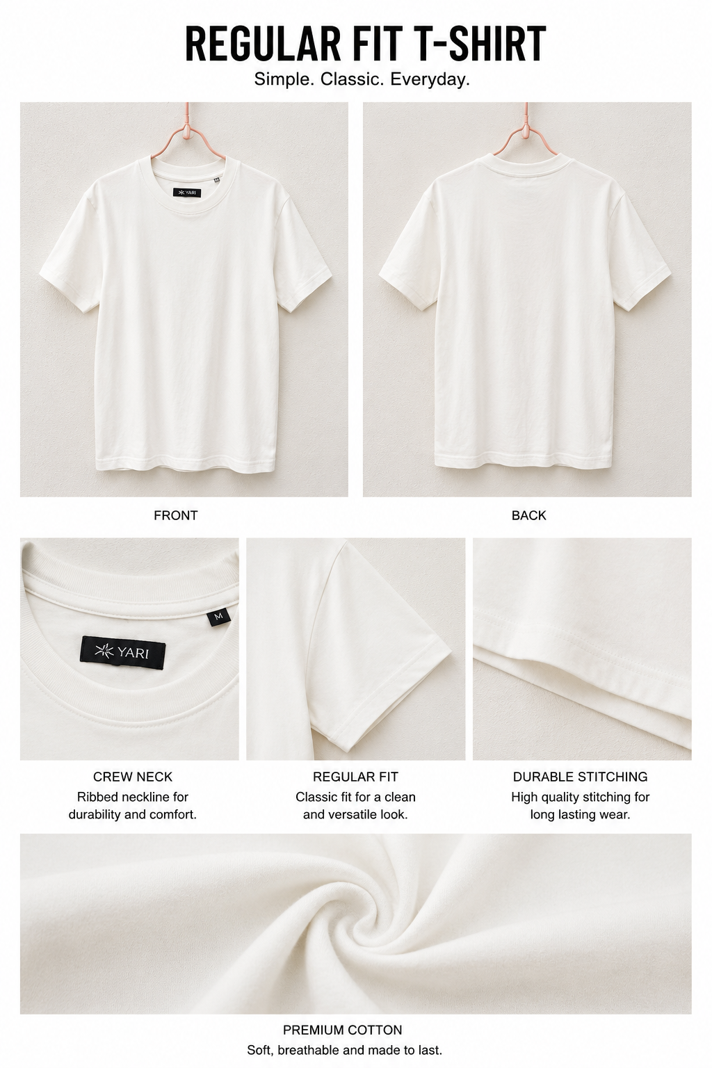 Regular Fit  Cotton T-Shirt off white