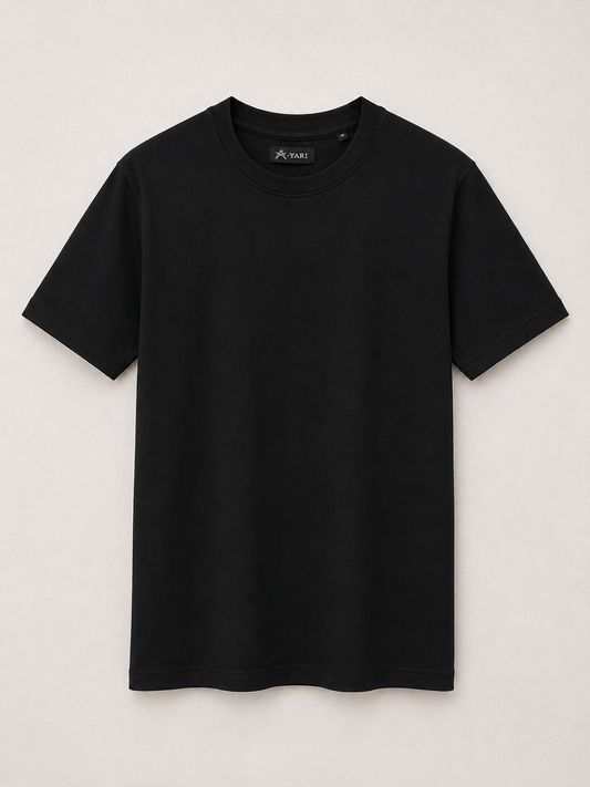 Regular Fit Cotton T-Shirt-Black