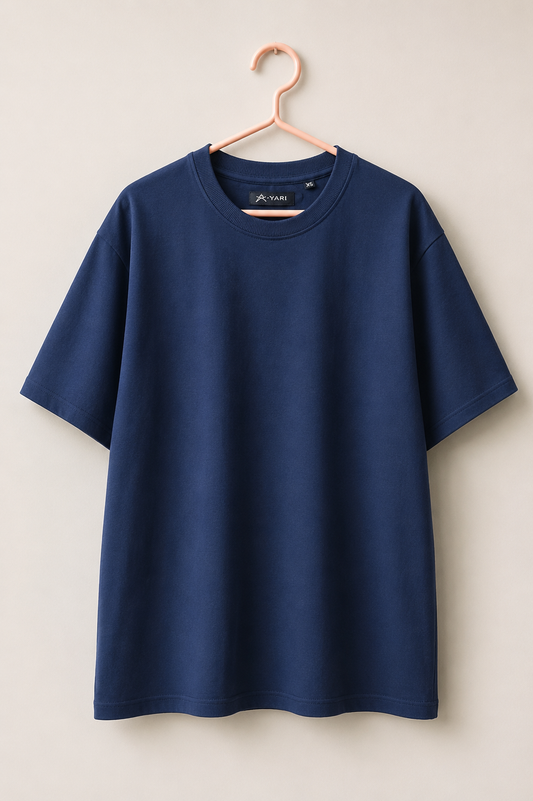 Loose Fit Cotton T-Shirt Navy blue
