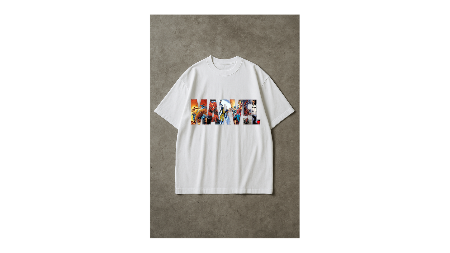 Marvel Oversized T-Shirt (White) – DTF Print