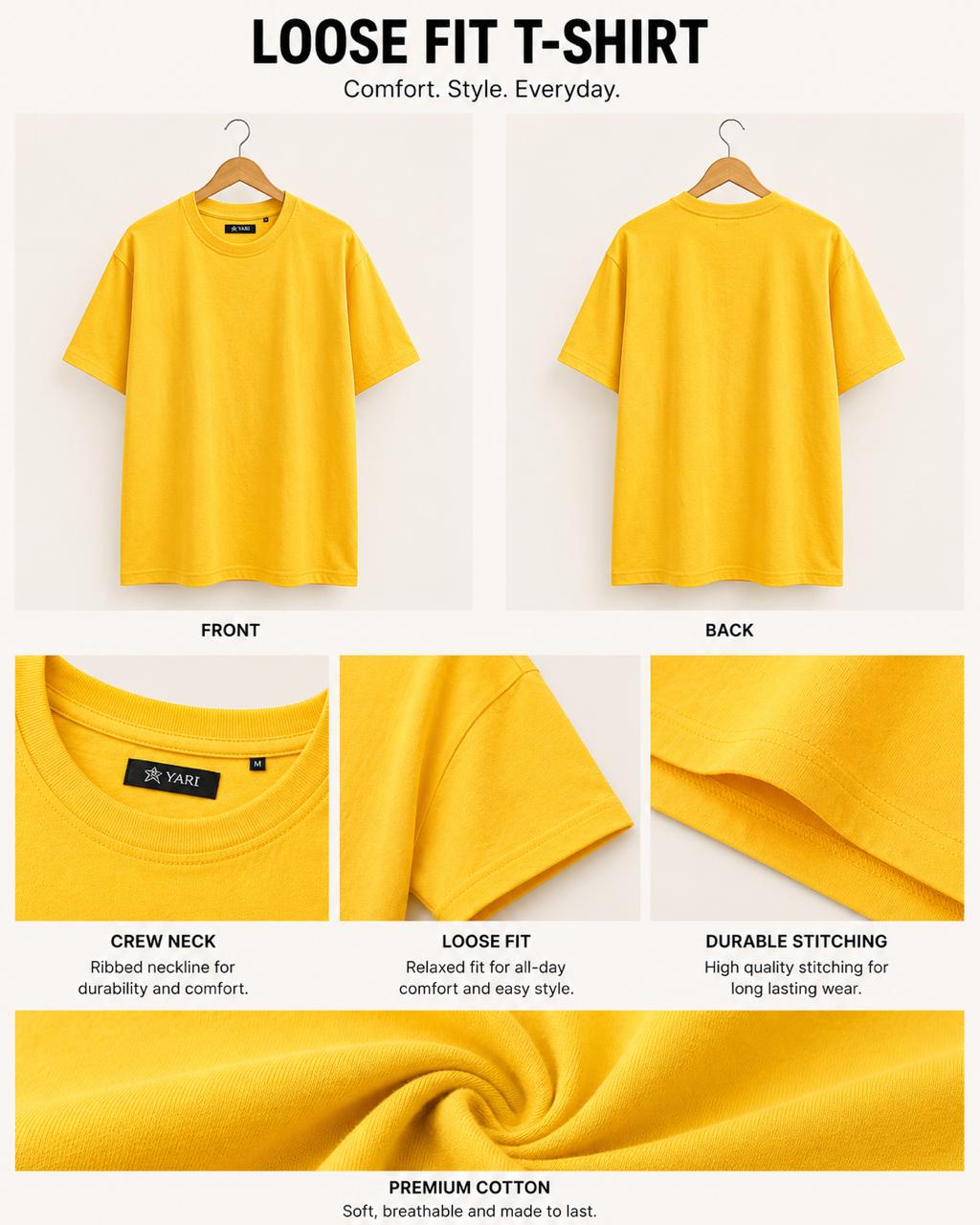 Loose Fit Cotton T-Shirt Sunshine Yellow