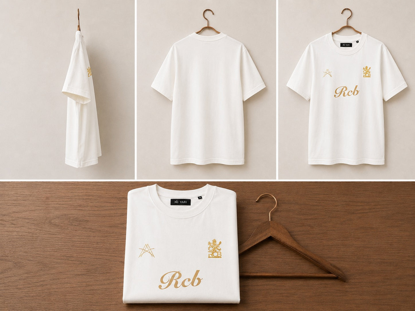 A-Yari RCB Loos fit half white T-shirt