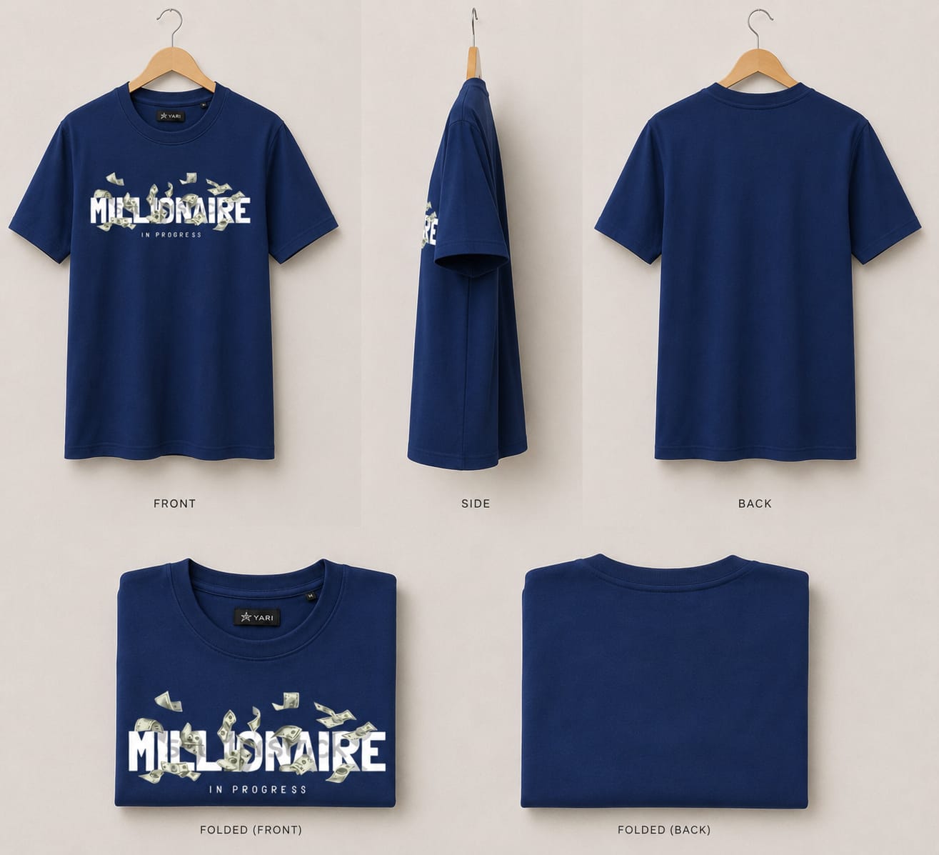 Millionaire Graphic Print Regular fit T-Shirt – Navy Blue