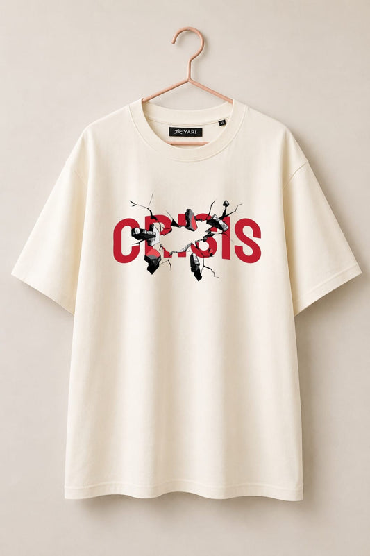 Crisis Graphic Loos fit T-Shirt – Off White