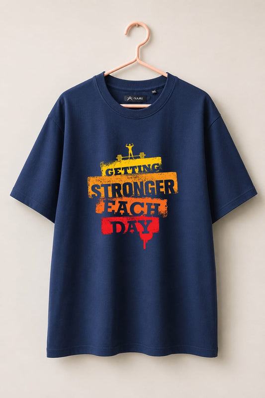 Gym Motivation Loos Fit T-Shirt – Navy Blue