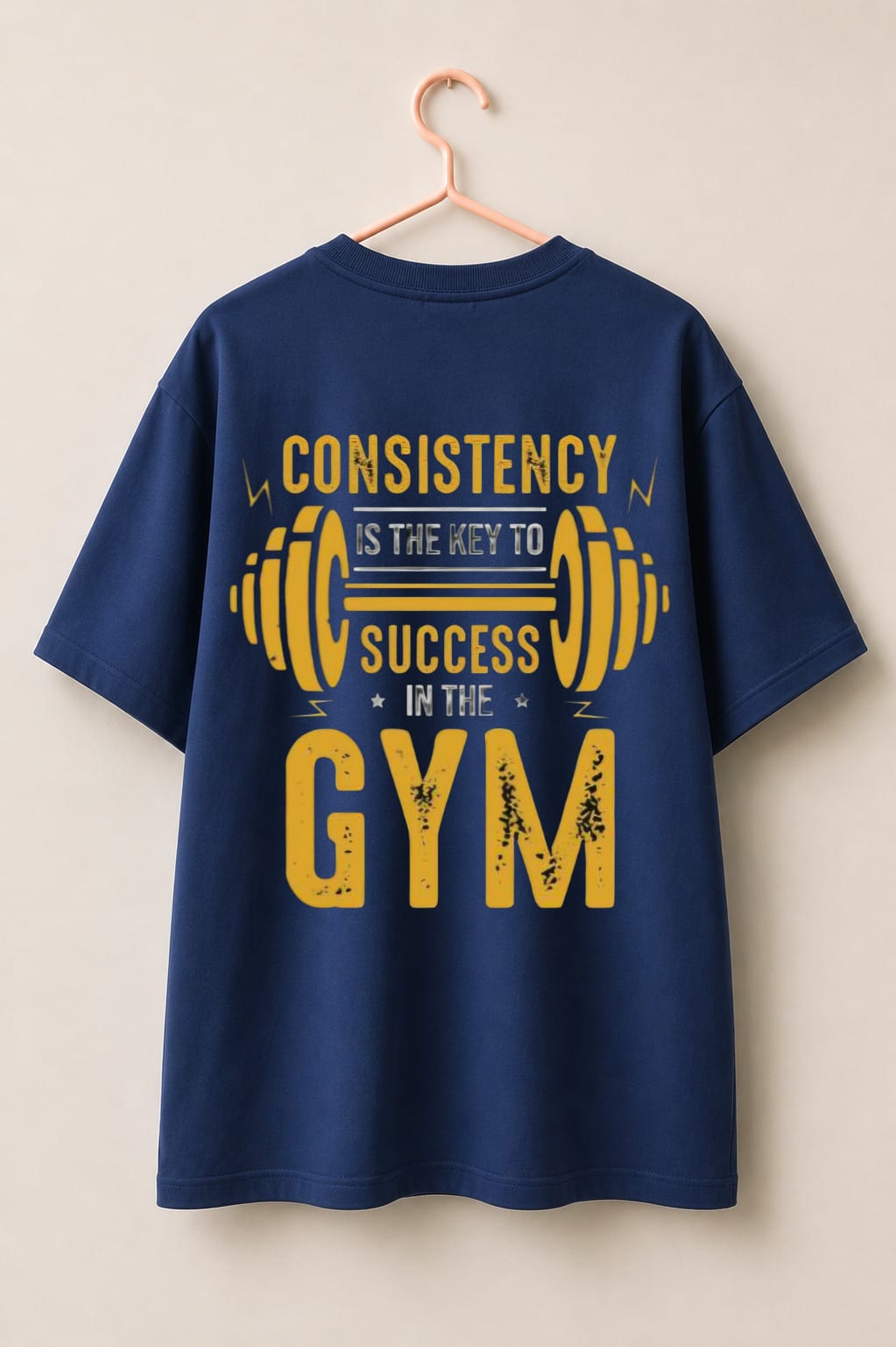 Gym Motivation Loos Fit T-Shirt – Navy Blue