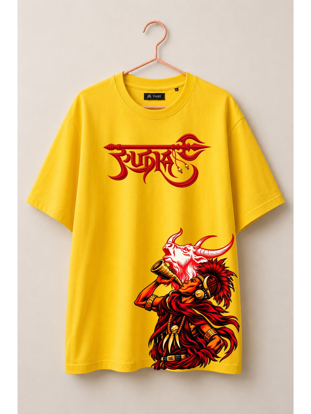 Rudra Warrior Graphic Loos T-Shirt – Yellow