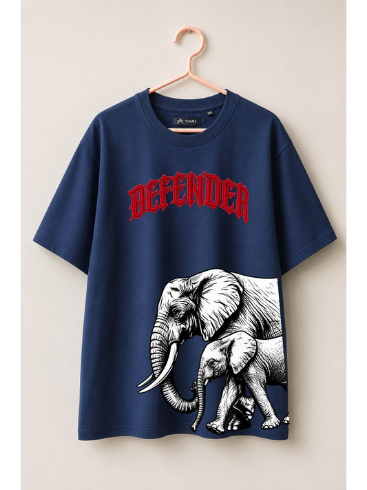 Defender Elephant Graphic T-Shirt – Blue