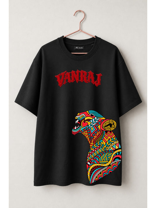 Vanraj Colorful Tiger Graphic T-Shirt – Black