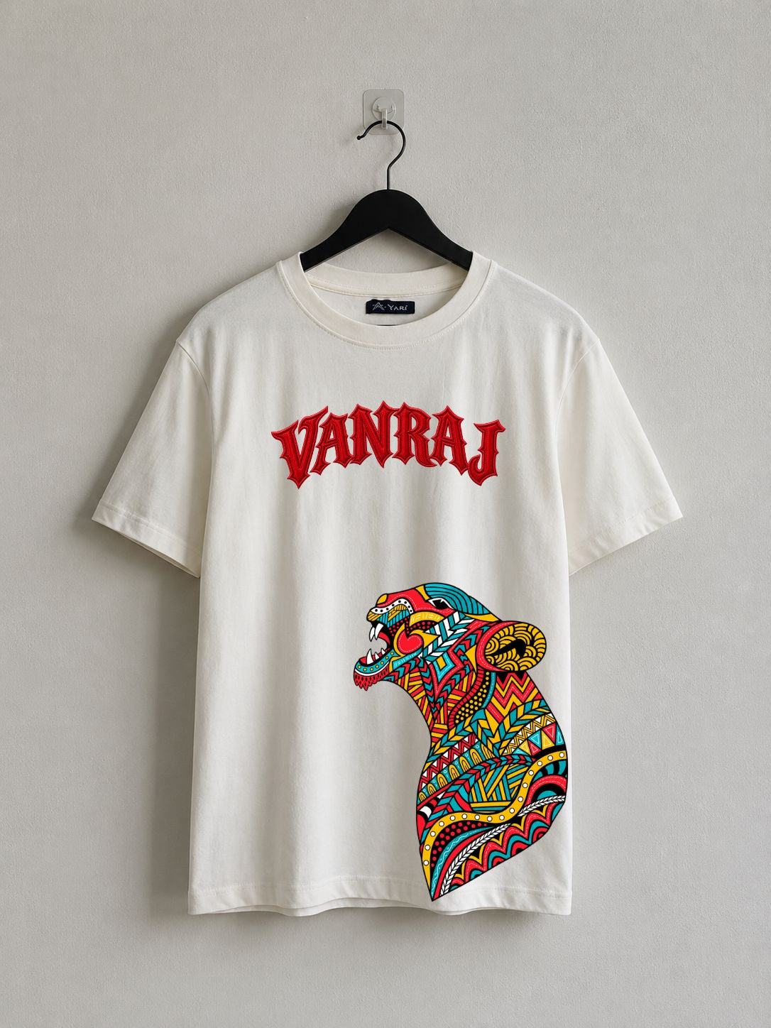 Vanraj Colorful Tiger Graphic Oversized T-Shirt – Off white