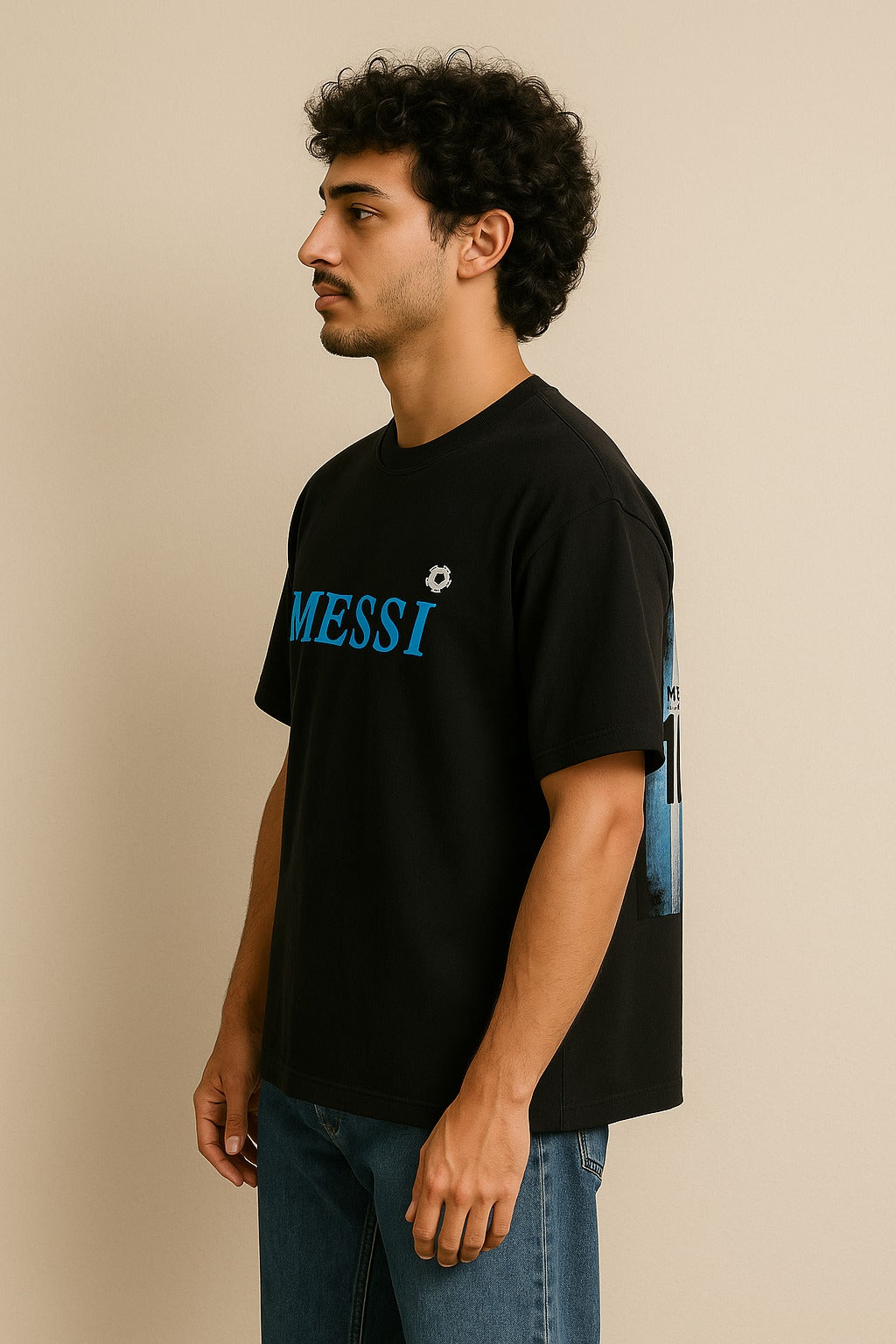 Black oversized Messi T-shirt