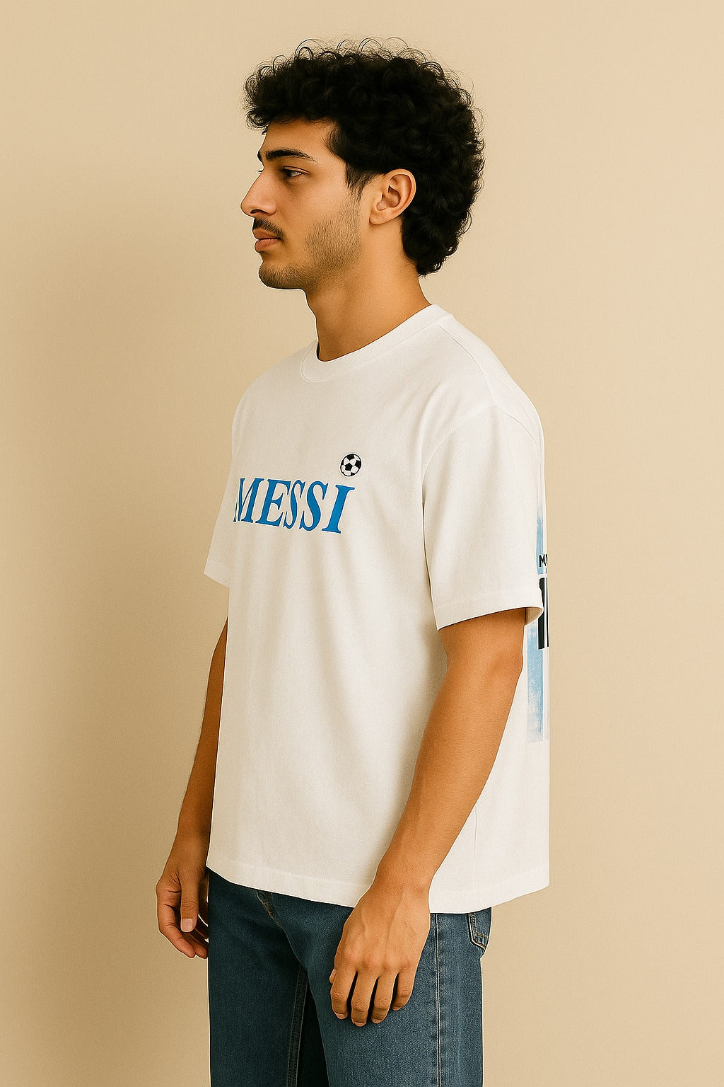 White oversized Messi T-shirt