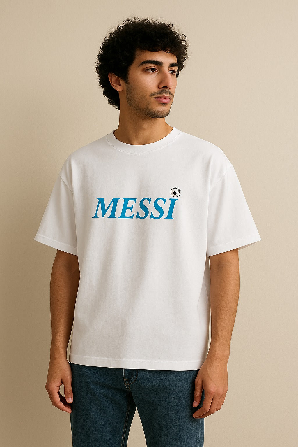 White oversized Messi T-shirt