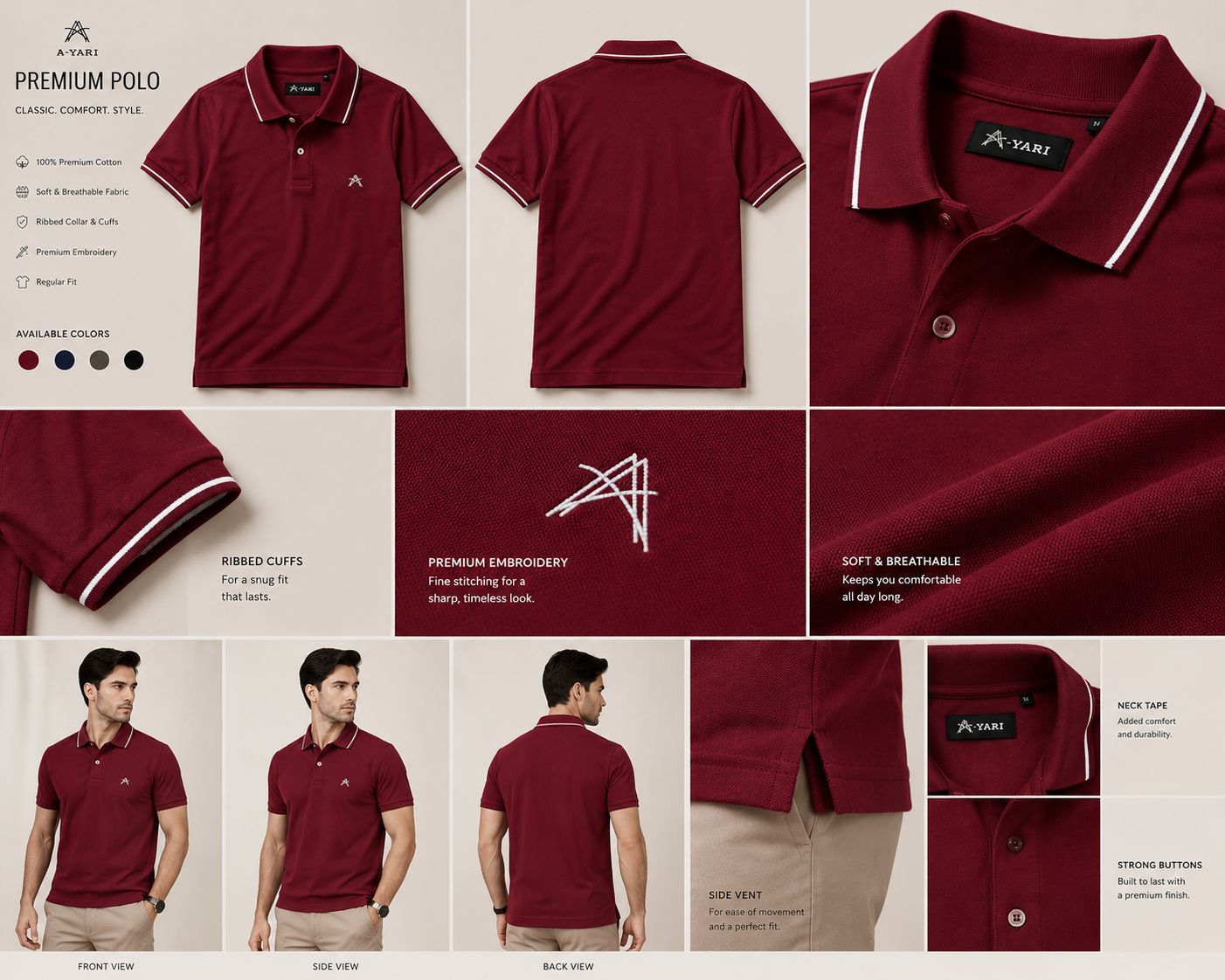 Classic Premium Polo T-Shirt – Maroon