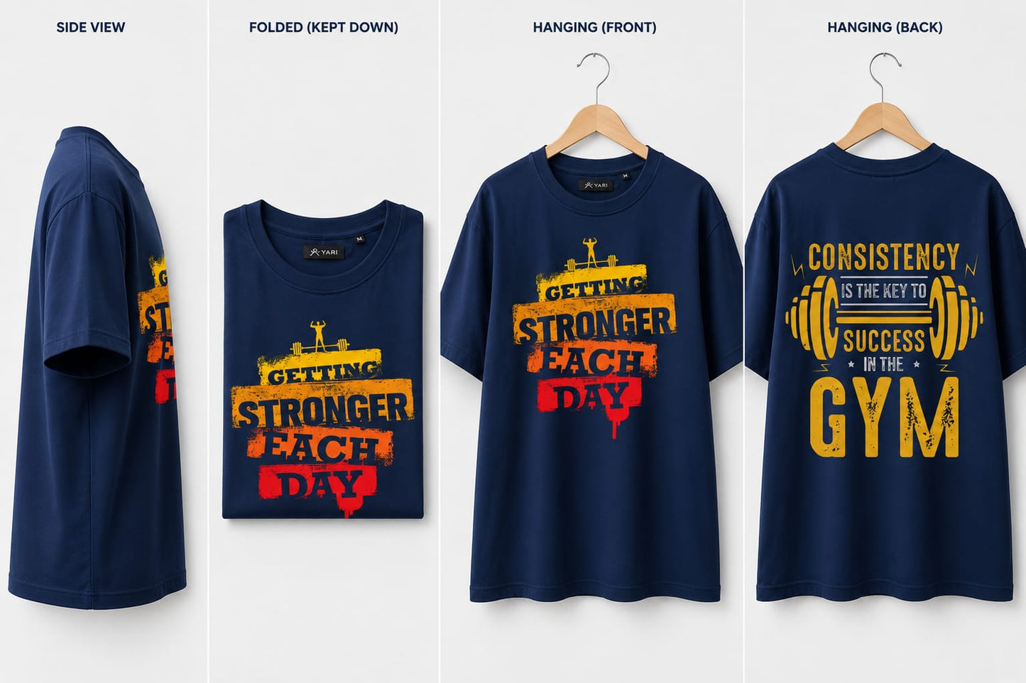 Gym Motivation Loos Fit T-Shirt – Navy Blue