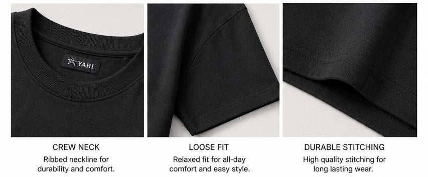 Loose Fit Cotton T-Shirt Black