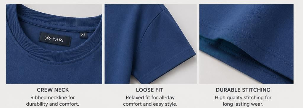 Loose Fit Cotton T-Shirt Navy blue