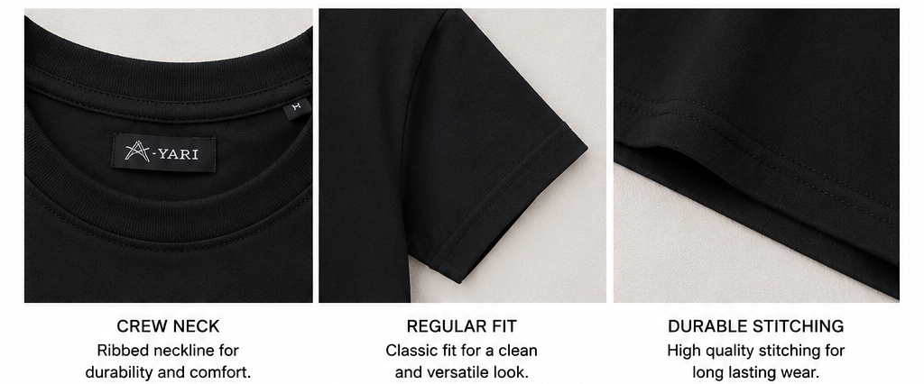 Regular Fit Cotton T-Shirt-Black