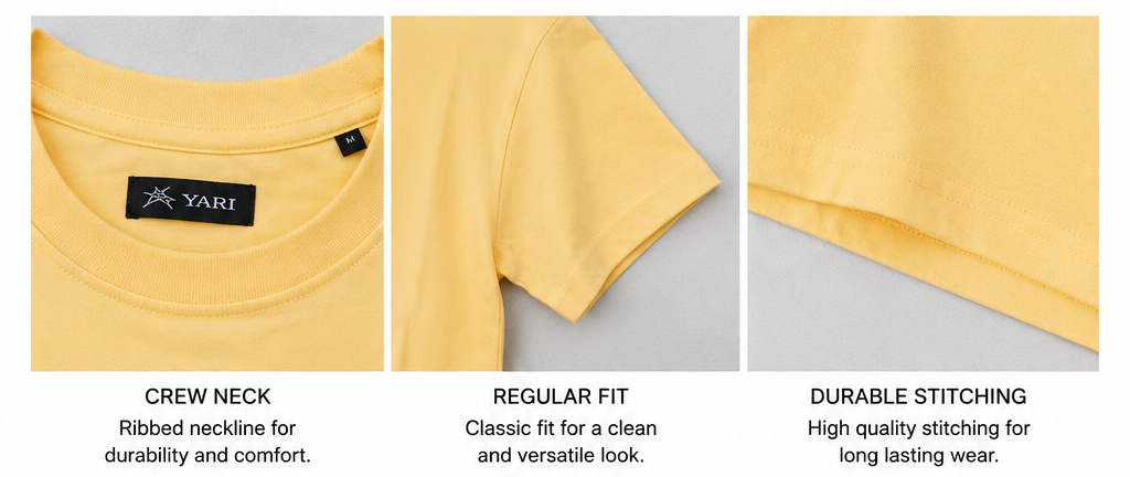 Regular Fit  Cotton T-Shirt Pastel Yellow